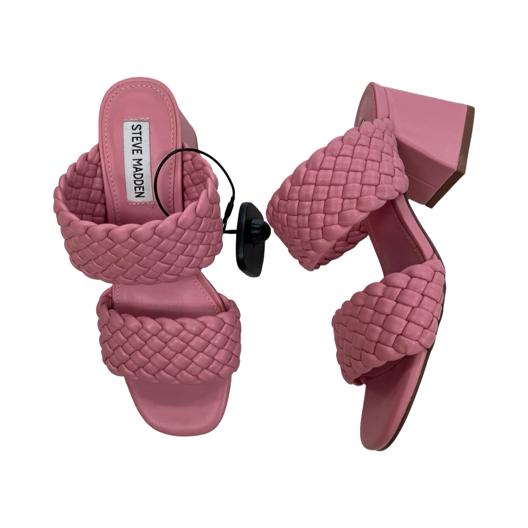 Sandals Heels Block By Steve Madden In Pink, Size:6