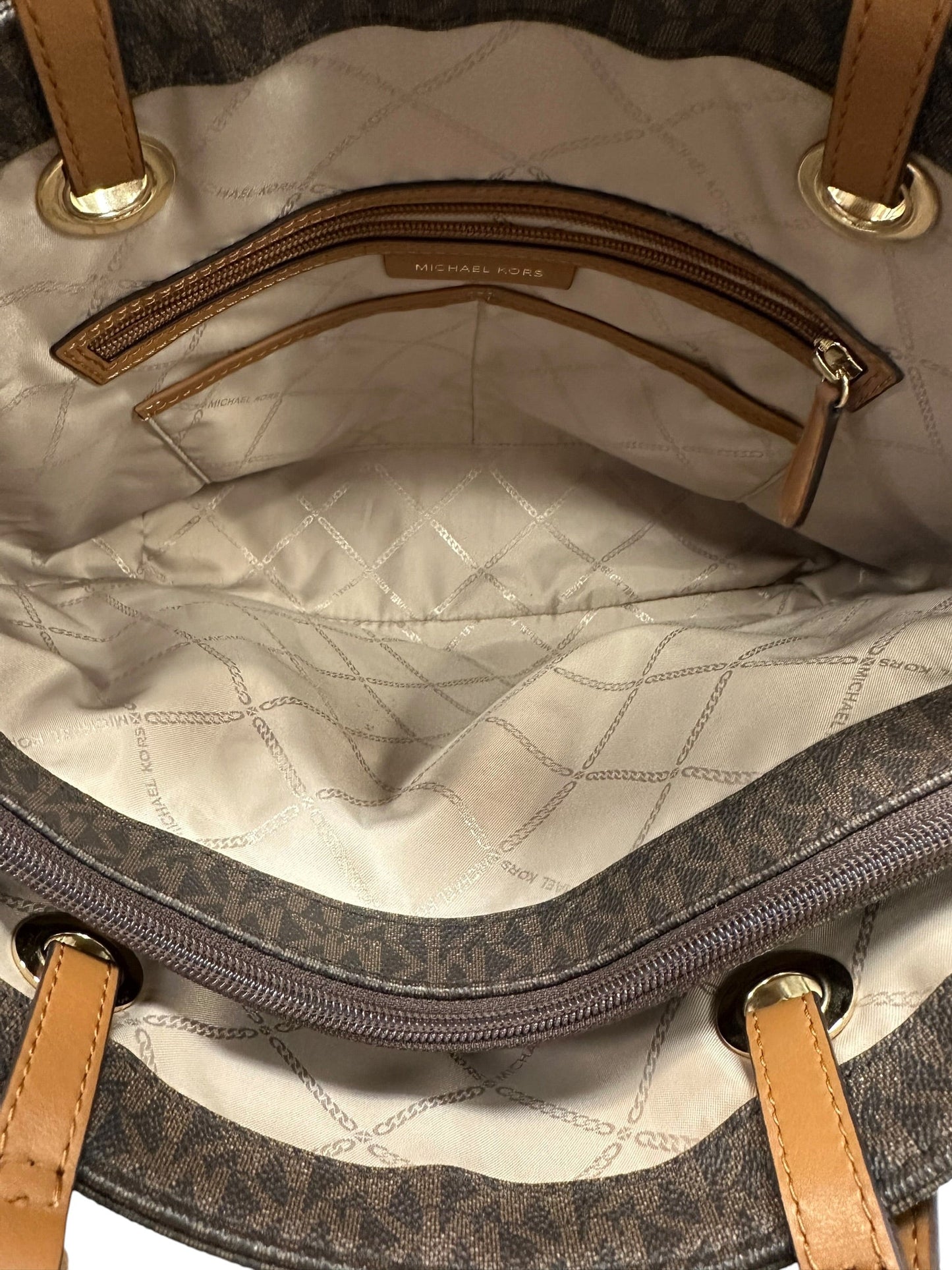 Handbag Designer By Michael Kors In Brown, Size:Medium
