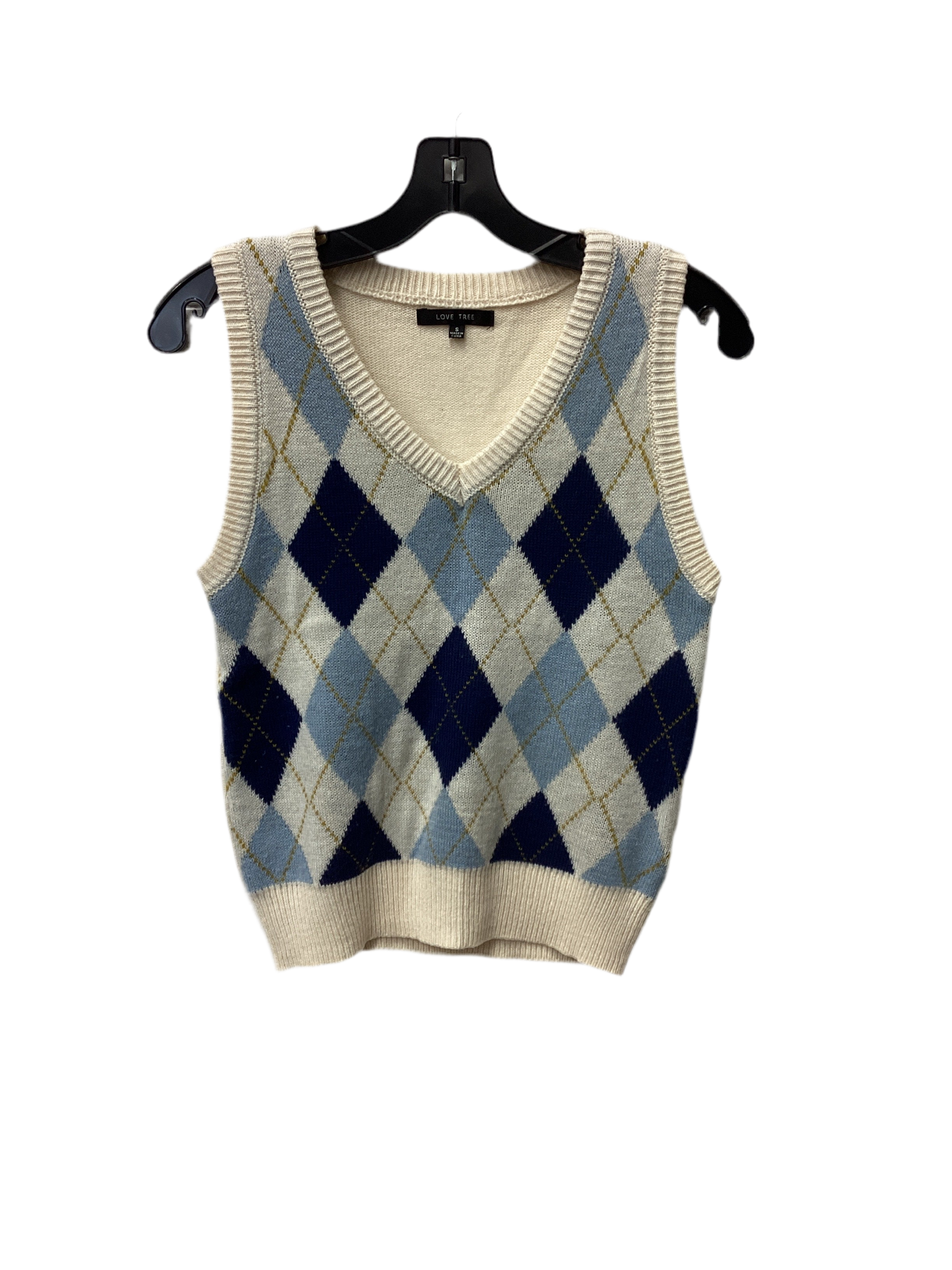 Vest Sweater By Love Tree In Blue & Cream, Size:S