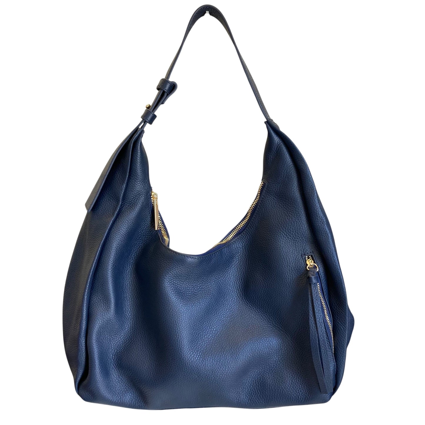 Handbag Leather By Tote le Monde In Blue, Size:Large