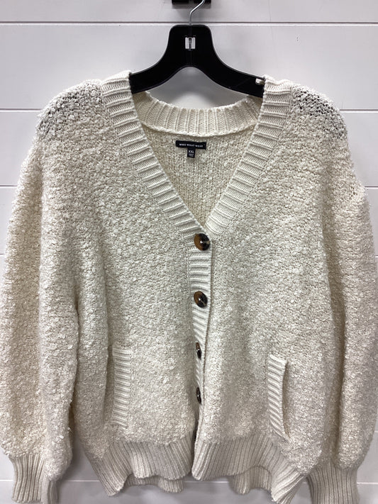 Sweater Cardigan By Who What Wear In Cream, Size:Xxl
