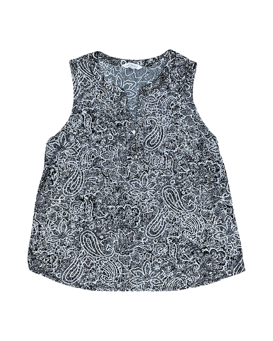 Top Sleeveless By Emily Daniels In Black & Silver, Size:2X