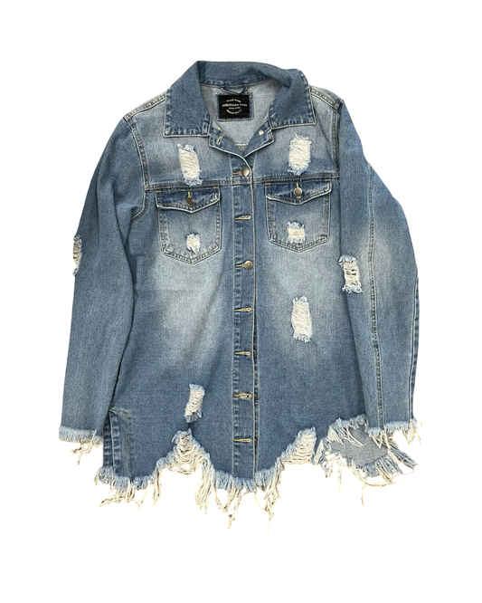 Jacket Denim By American Bazi In Blue Denim, Size:M