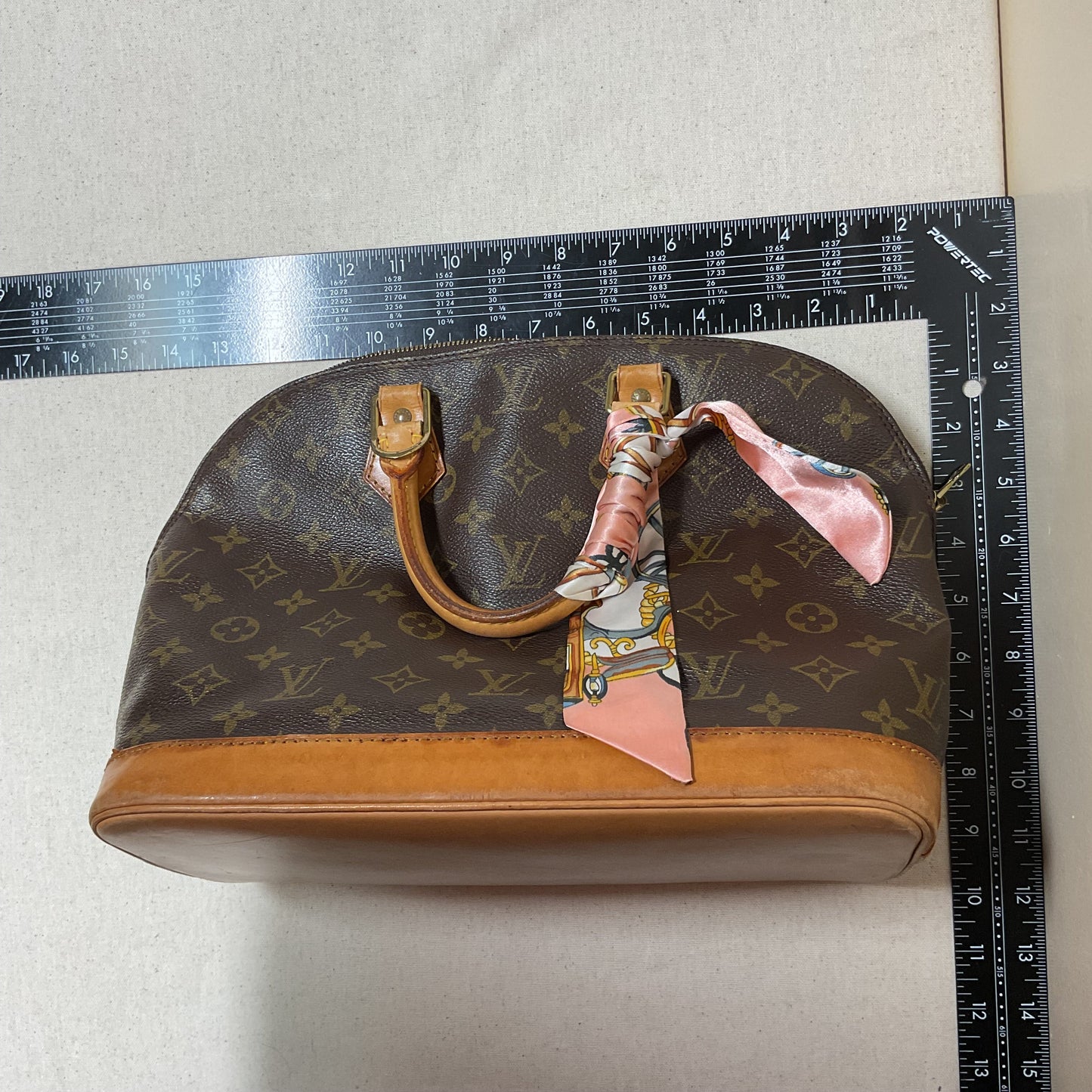 Handbag Luxury Designer By Louis Vuitton In Brown & Pink, Size:Medium AS-IS