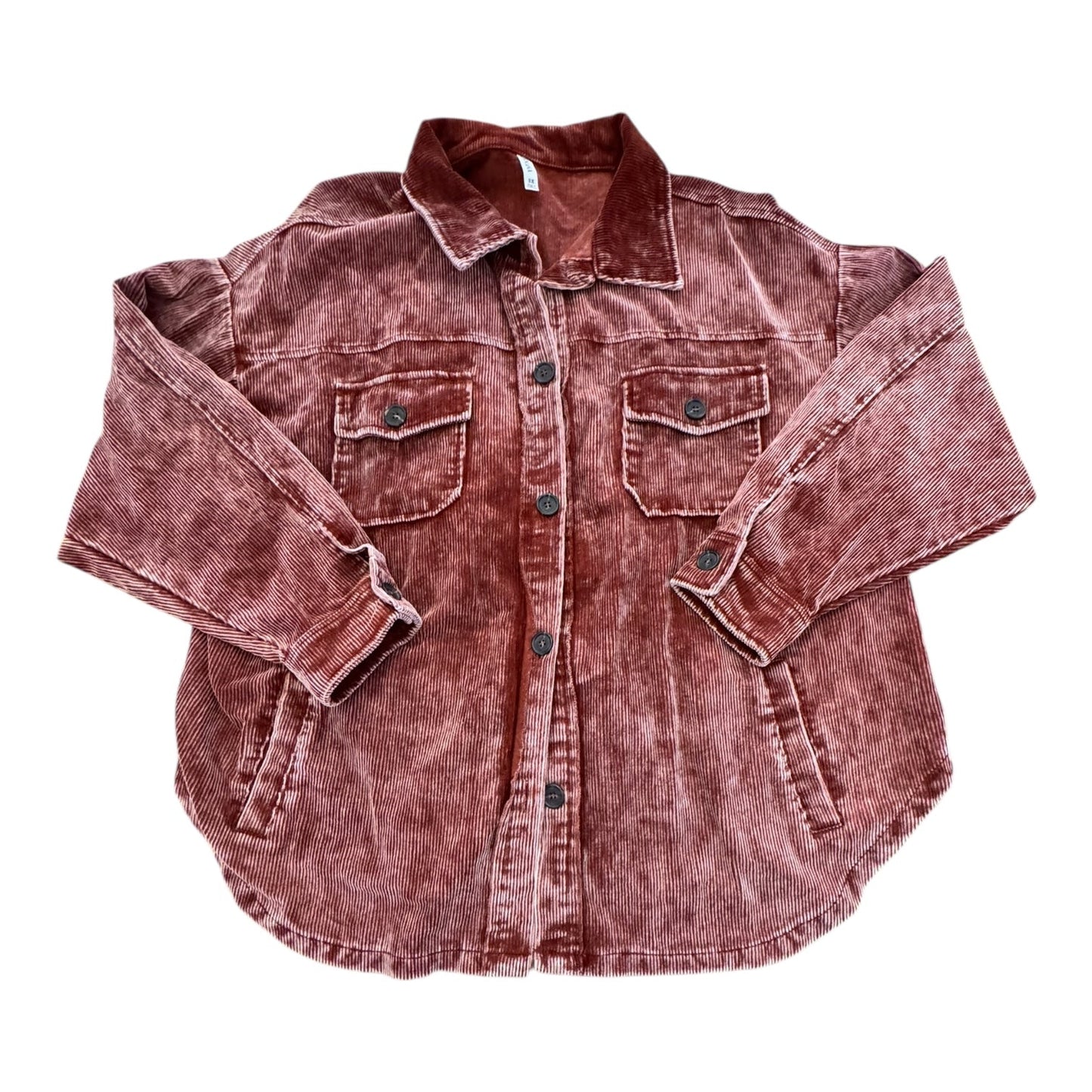 Blazer/Jacket Shirt By Zenana In Brick Red, Size:3X