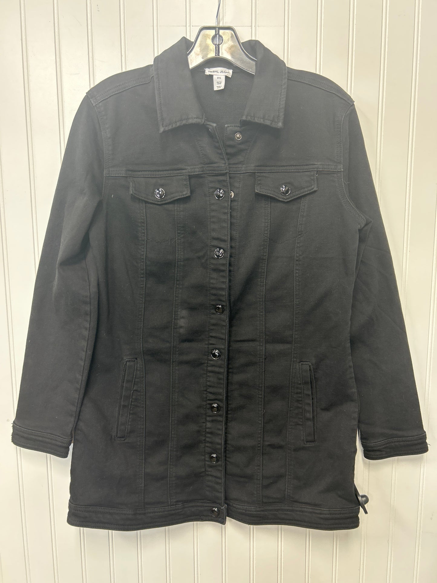 Jacket Denim By Tribal In Black Denim, Size:Sp