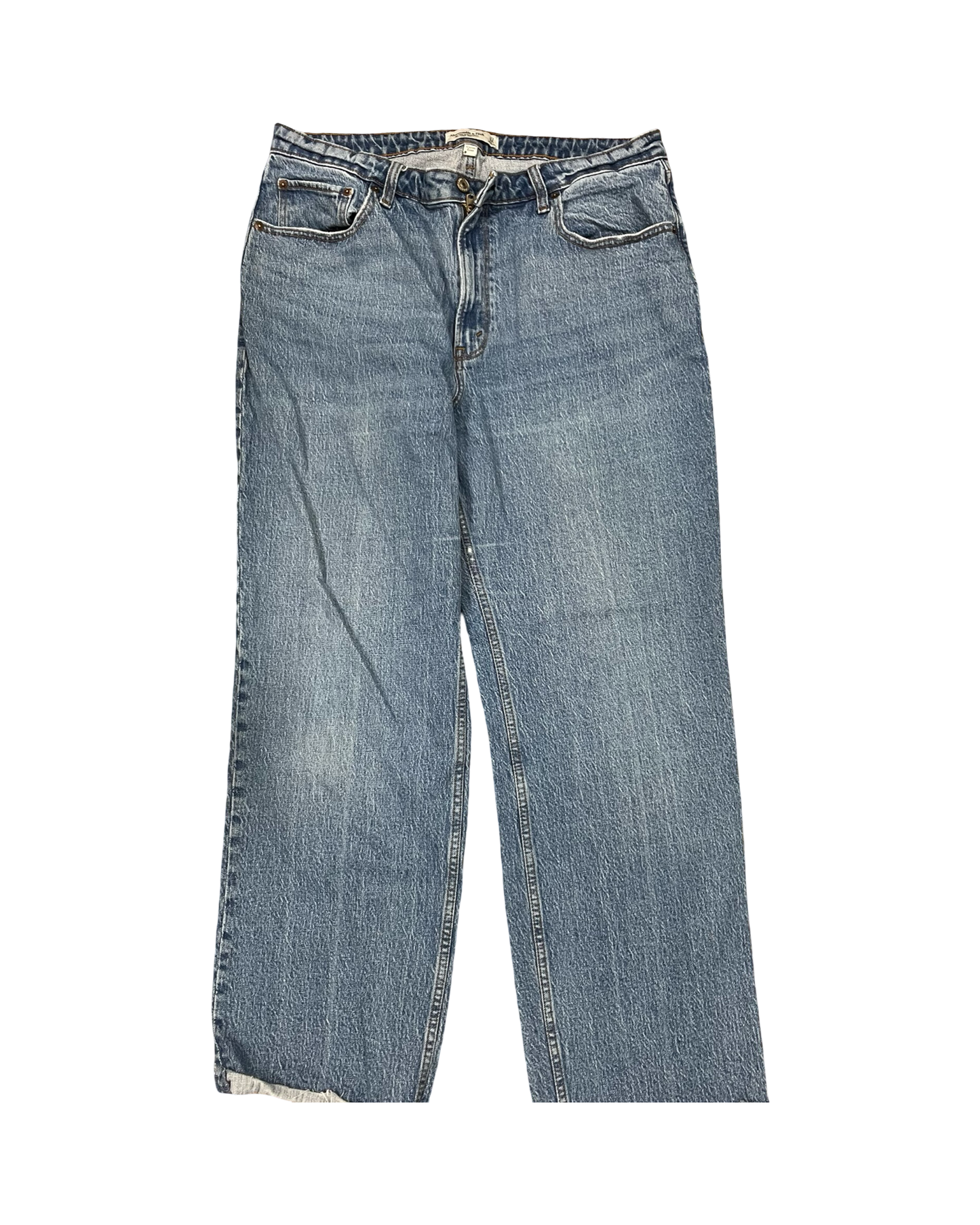 Jeans Straight By Abercrombie And Fitch In Blue Denim, Size:16