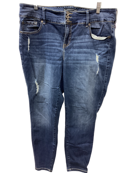 Jeans Skinny By Torrid In Blue Denim, Size:20