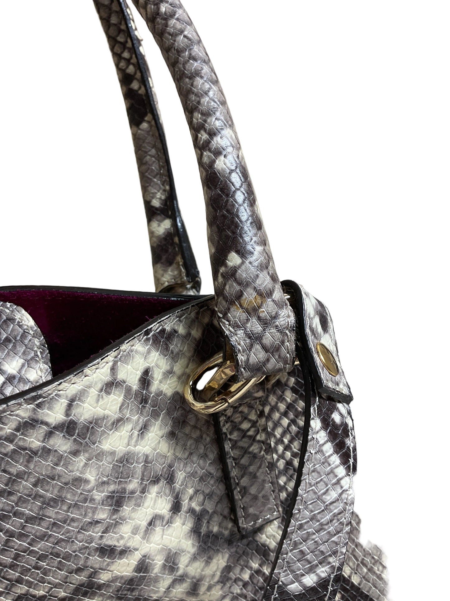 Handbag Leather By Cmb In Snakeskin Print, Size:Large