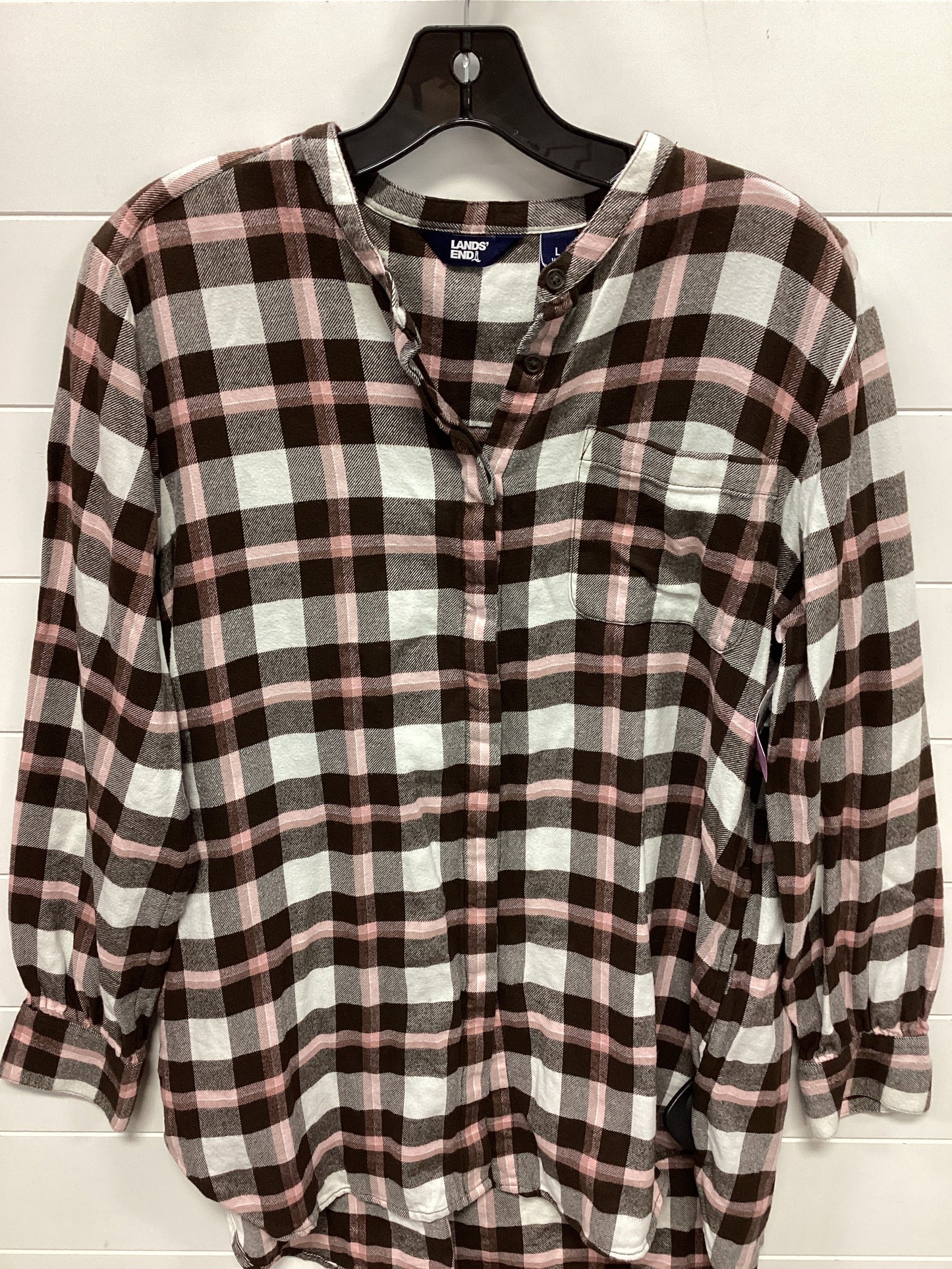 Top Ls By Lands End In Brown & White, Size:L