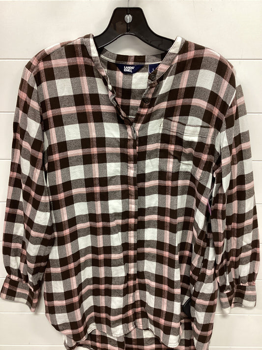 Top Ls By Lands End In Brown & White, Size:L