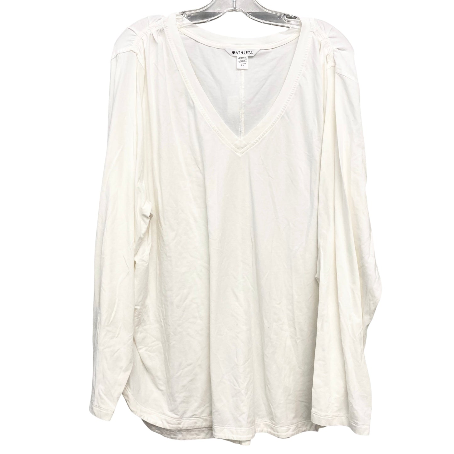 Athletic Top Ls Crewneck By Athleta In Ivory, Size:2X