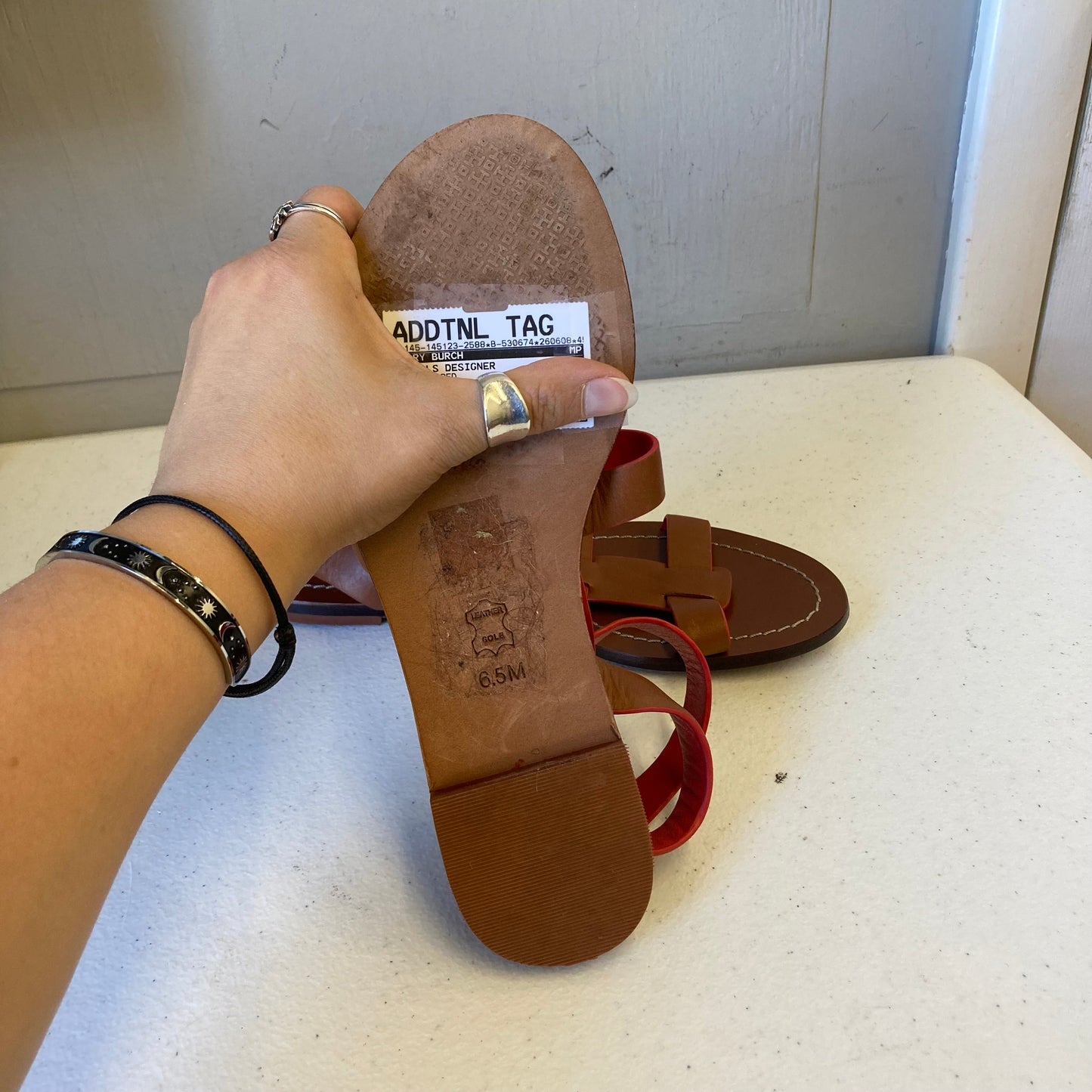 Sandals Designer By Tory Burch In Brown & Red, Size:6.5
