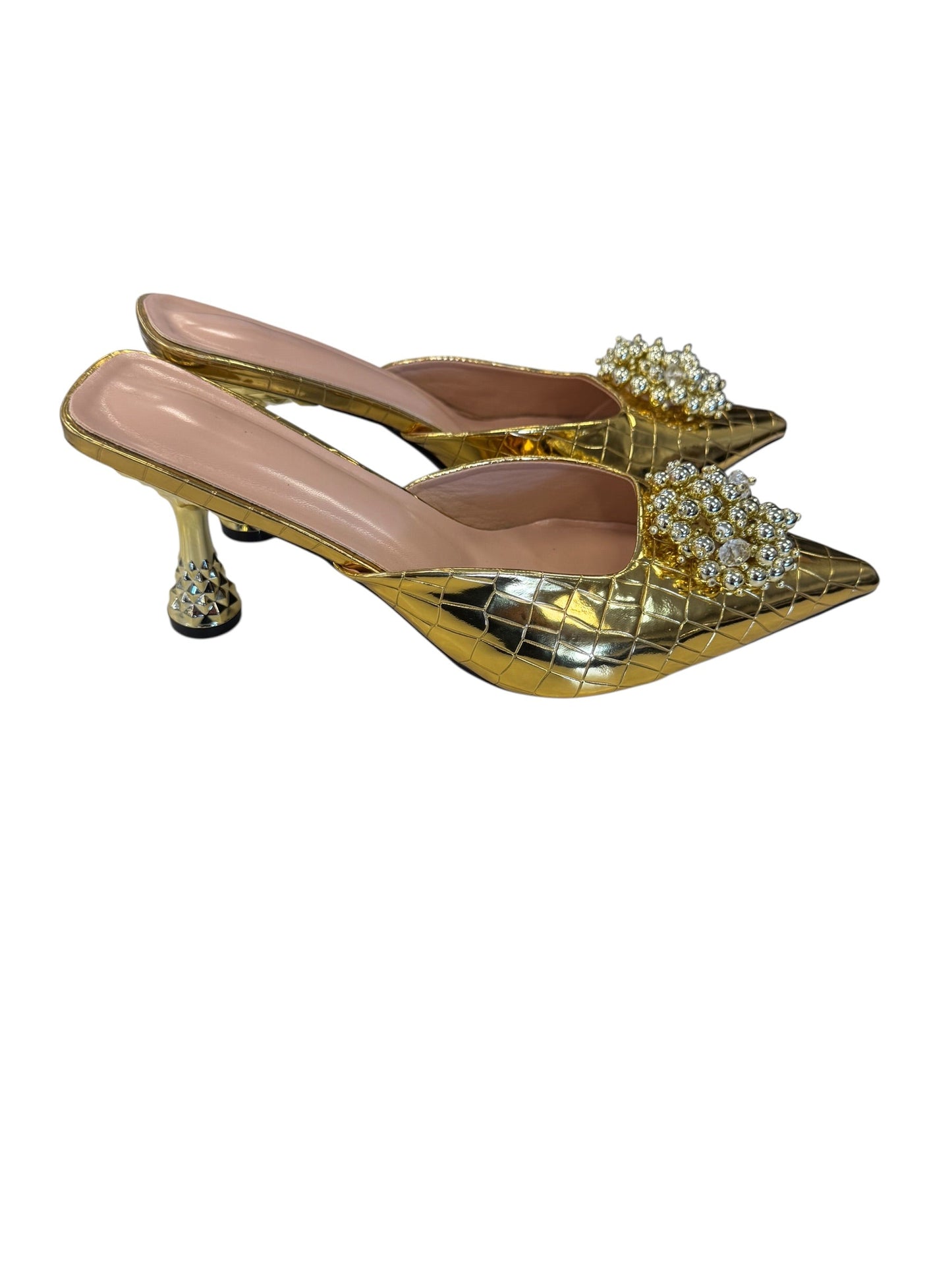 Shoes Heels Block By Clothes Mentor In Gold, Size: 10