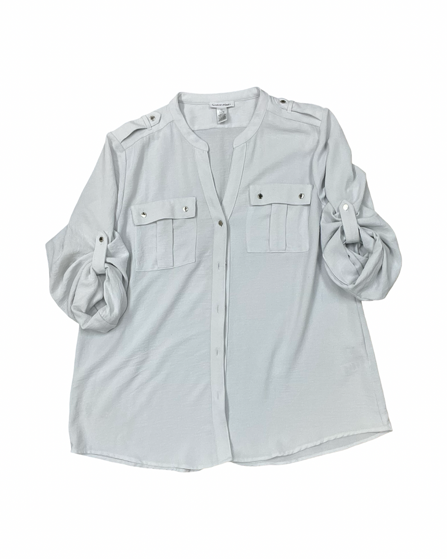 Top 3/4 Sleeve By Calvin Klein In White, Size:Xl
