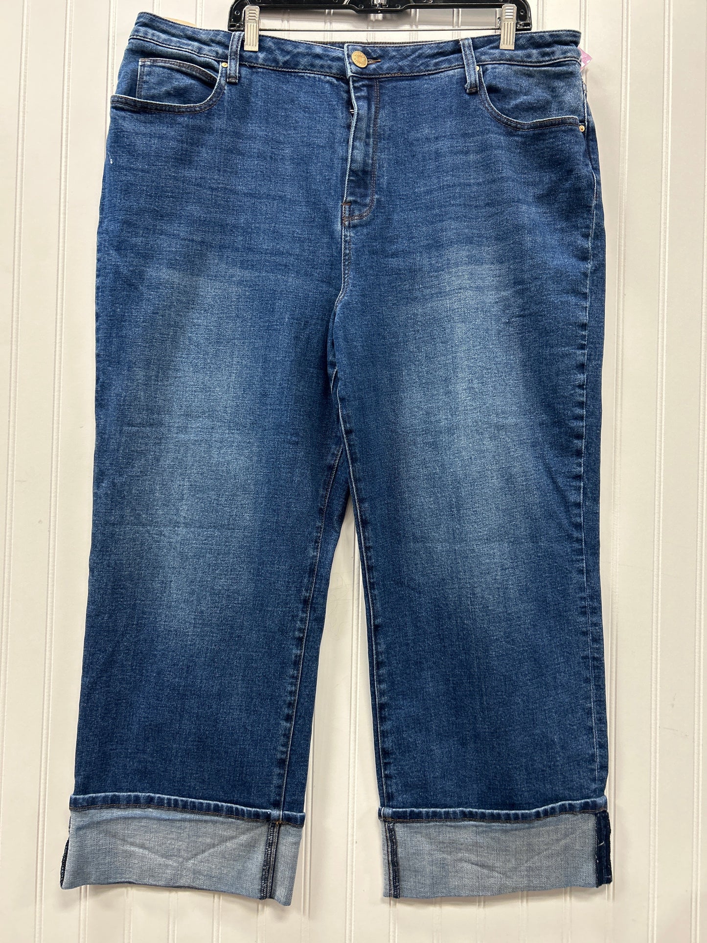 Jeans Straight By Kut In Blue Denim, Size:18