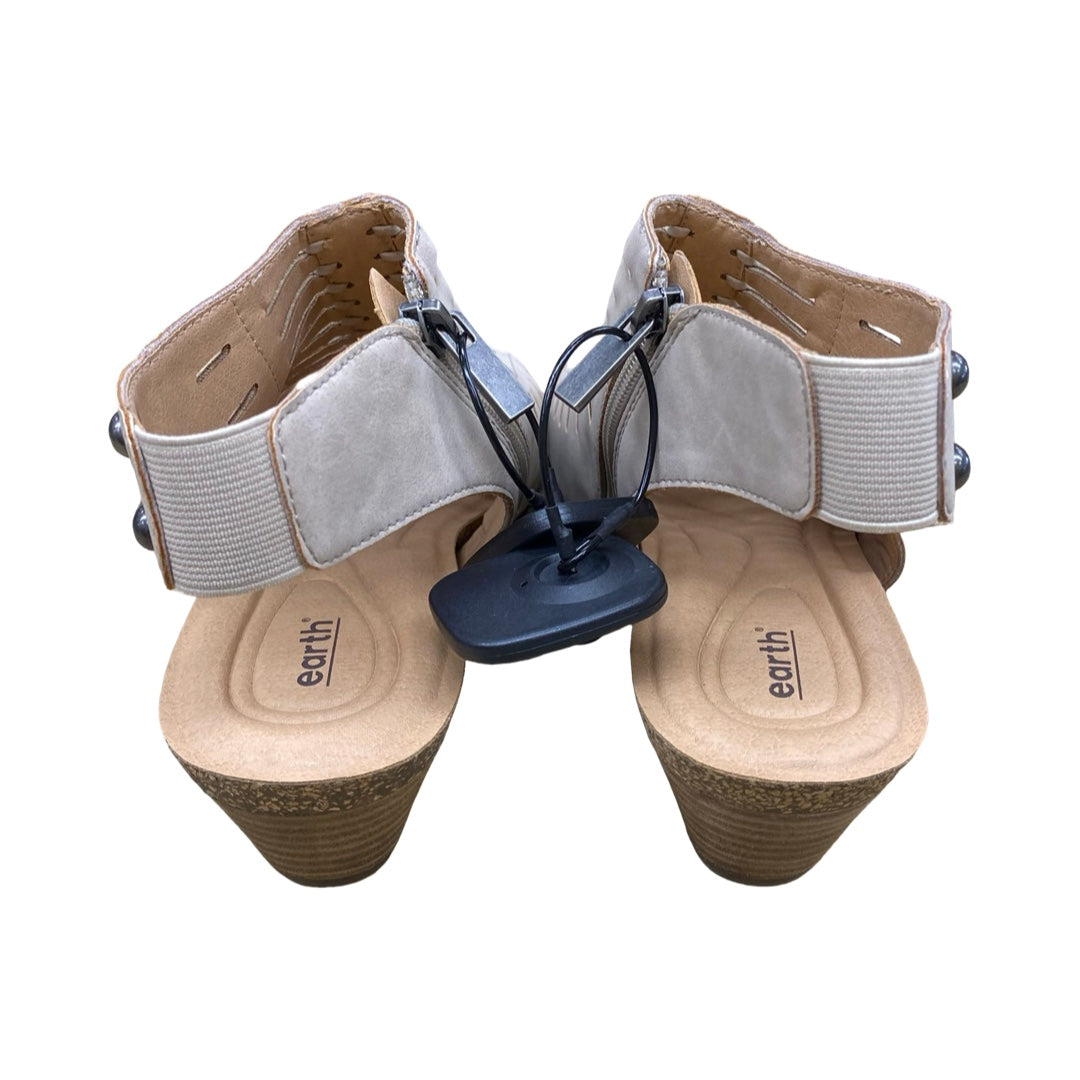Sandals Heels Wedge By Earth In Brown, Size:9.5