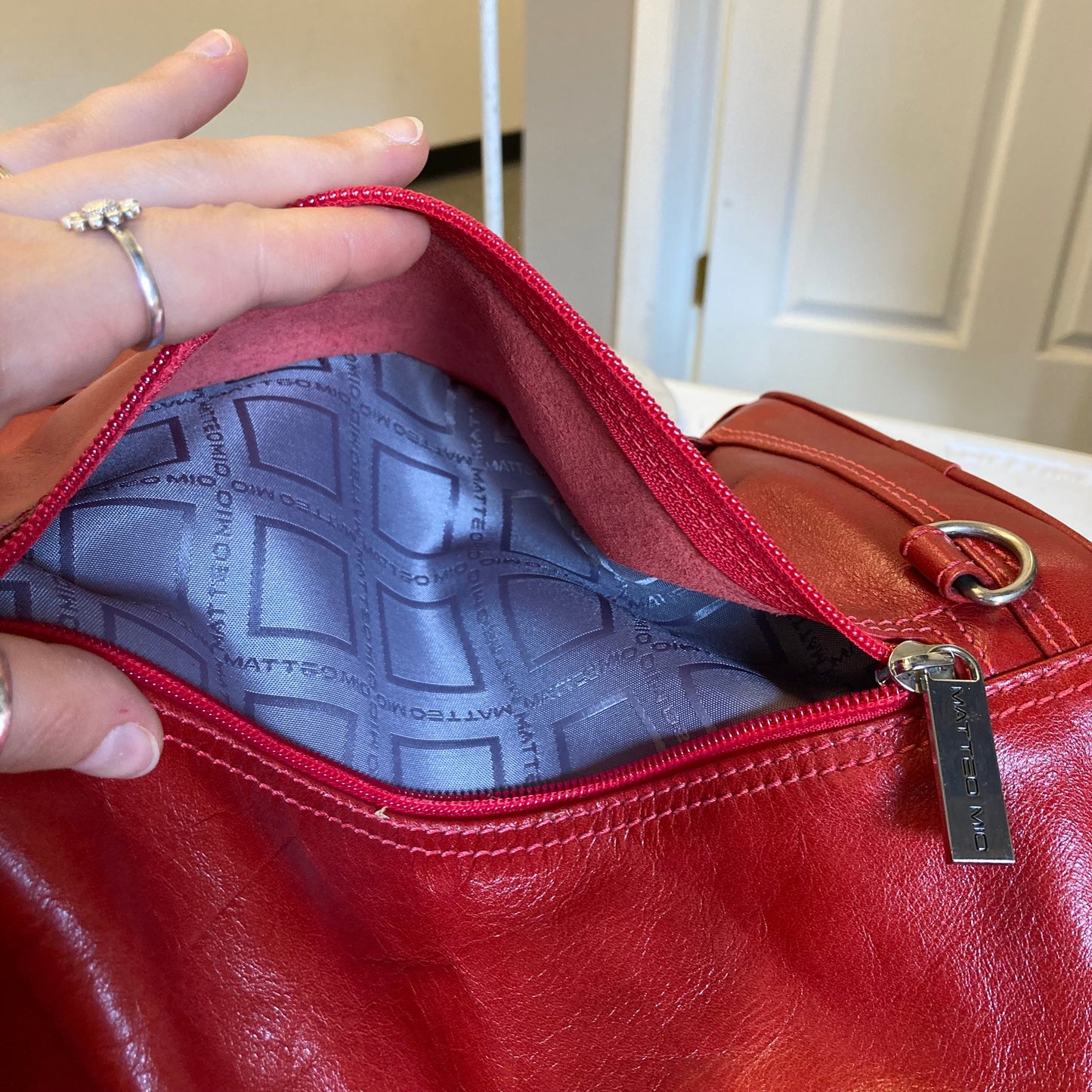 Backpack Leather By Matteo Mio In Red, Size:Small