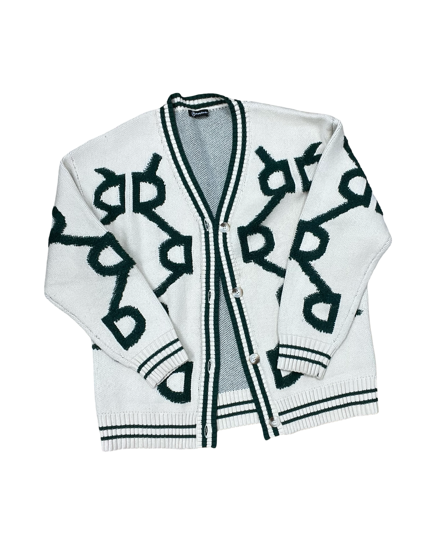 Sweater Cardigan By Prettygarden In Cream & Green, Size:M