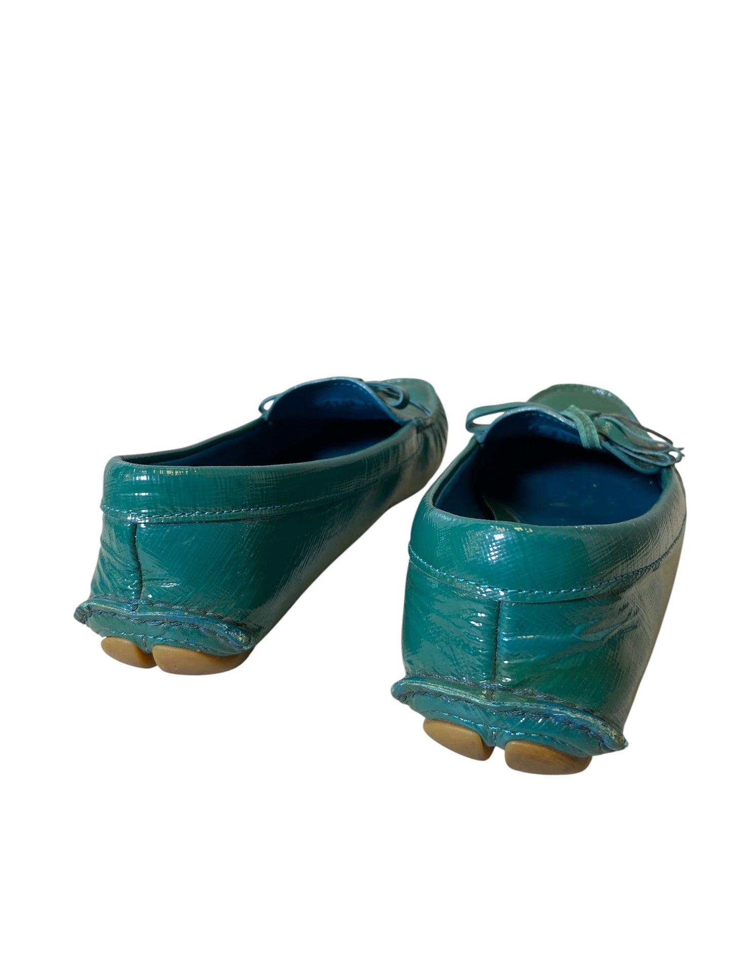 Shoes Luxury Designer By Prada In Green, Size: 5.5