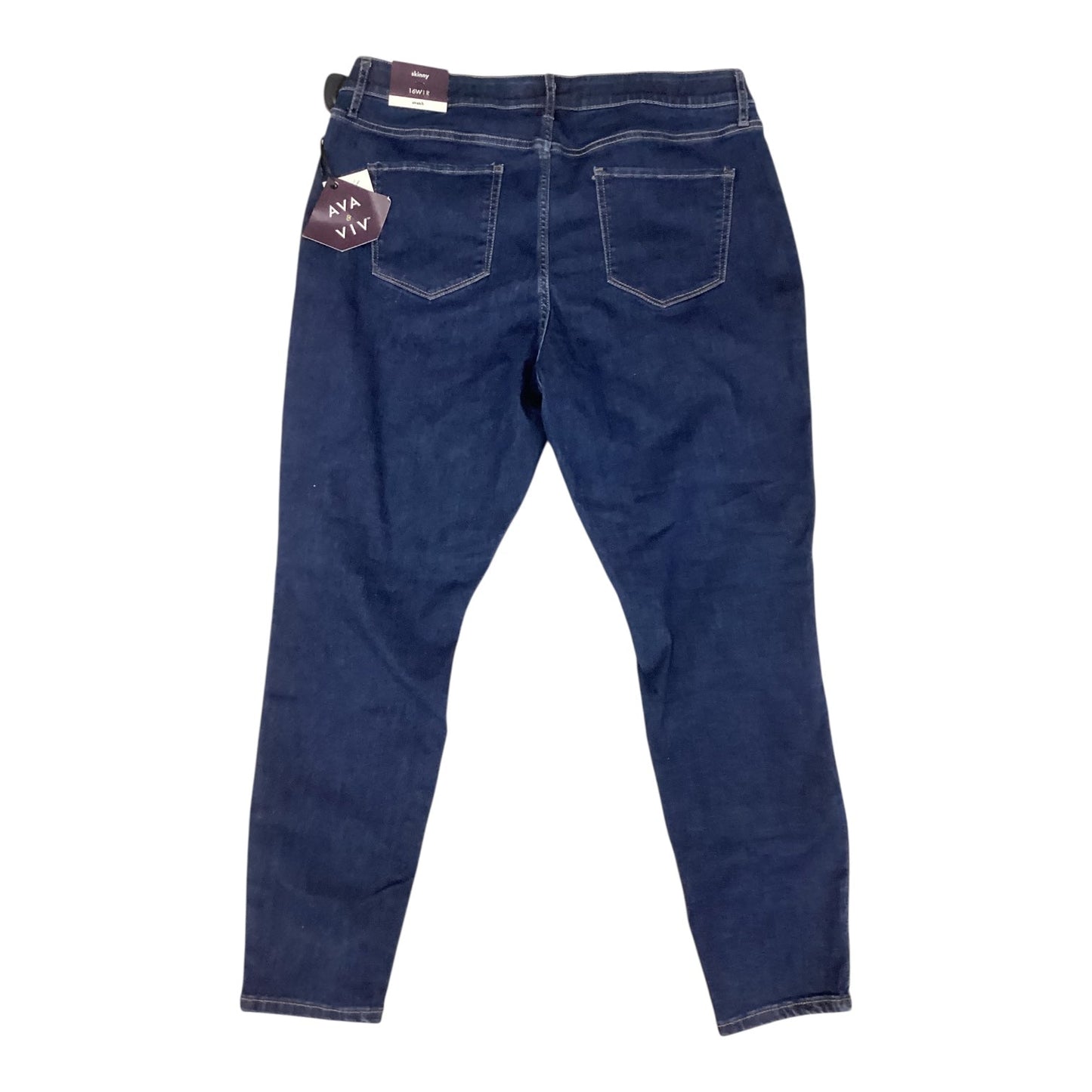 Jeans Skinny By Ava & Viv In Blue Denim, Size:16