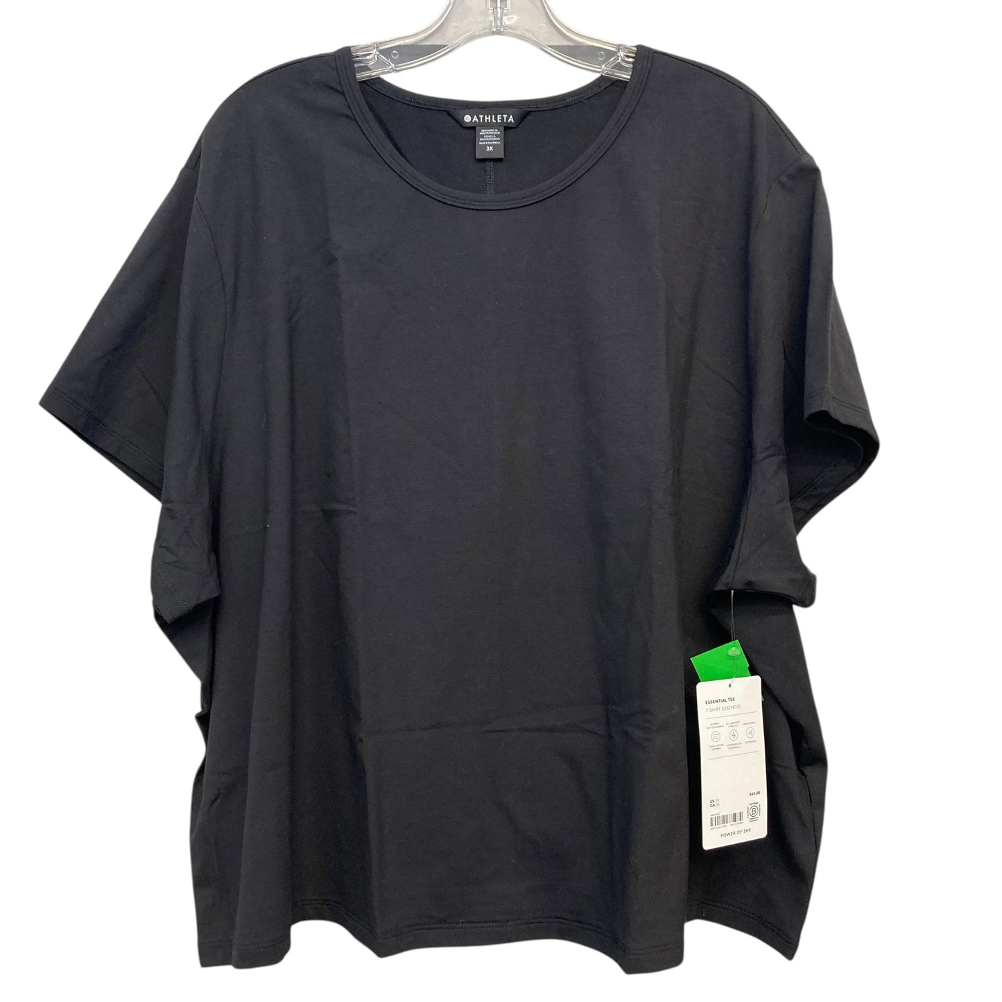 Athletic Top Ss By Athleta In Black, Size:3X