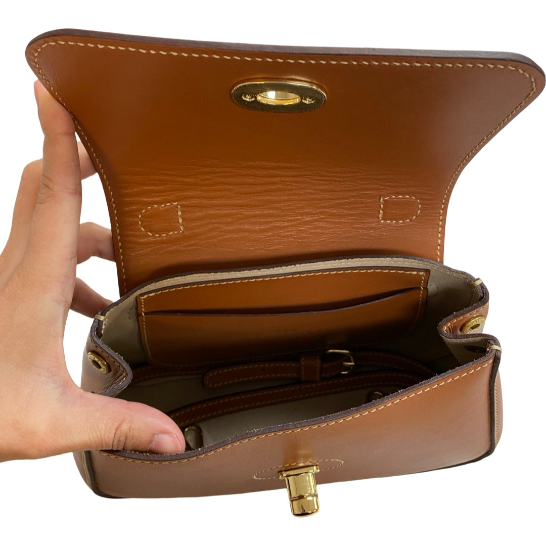 Handbag Leather By Cmb In Brown, Size:Small
