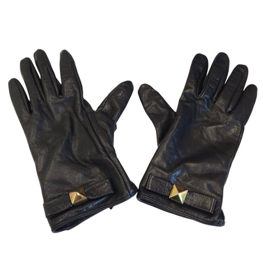Leather Gloves Designer By Kate Spade In Black