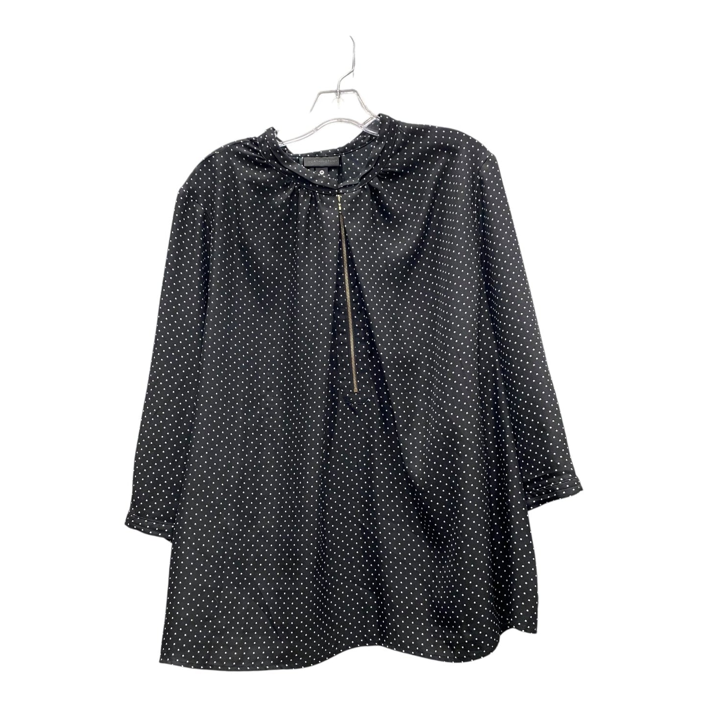 Top 3/4 Sleeve By Worthington In Polkadot Pattern, Size:3X