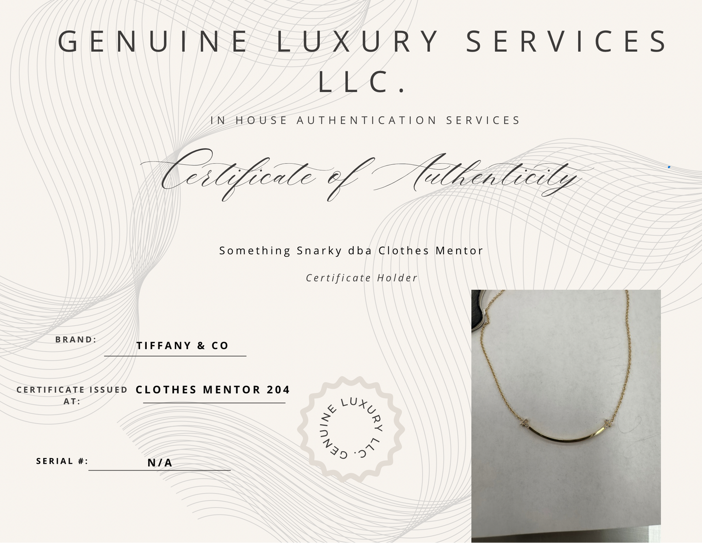 Tiffany & Company 18K T Smile with Diamonds Luxury Necklace