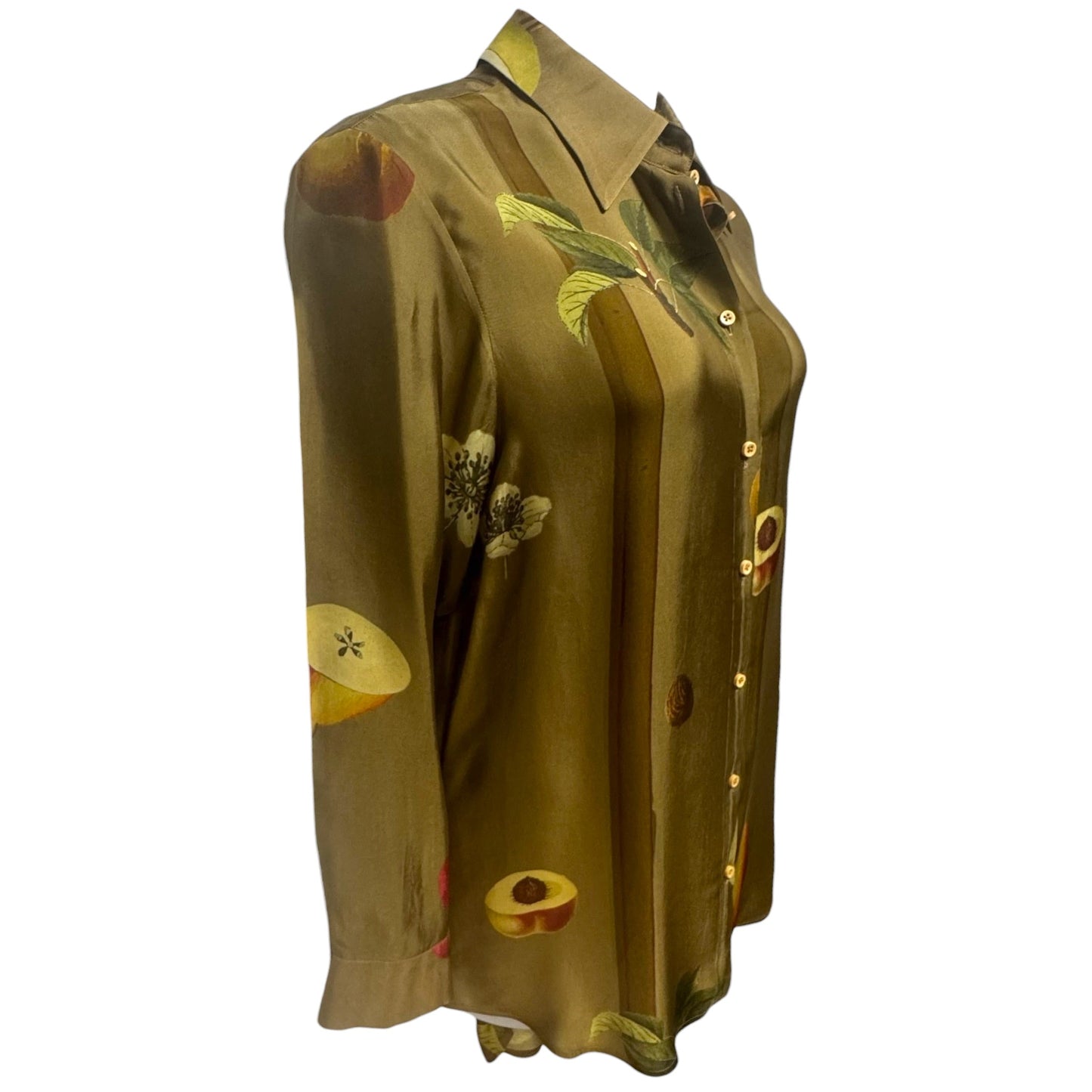 Tyesha Graphic Print Button Down Shirt By Uma Wang In Green, Size: M