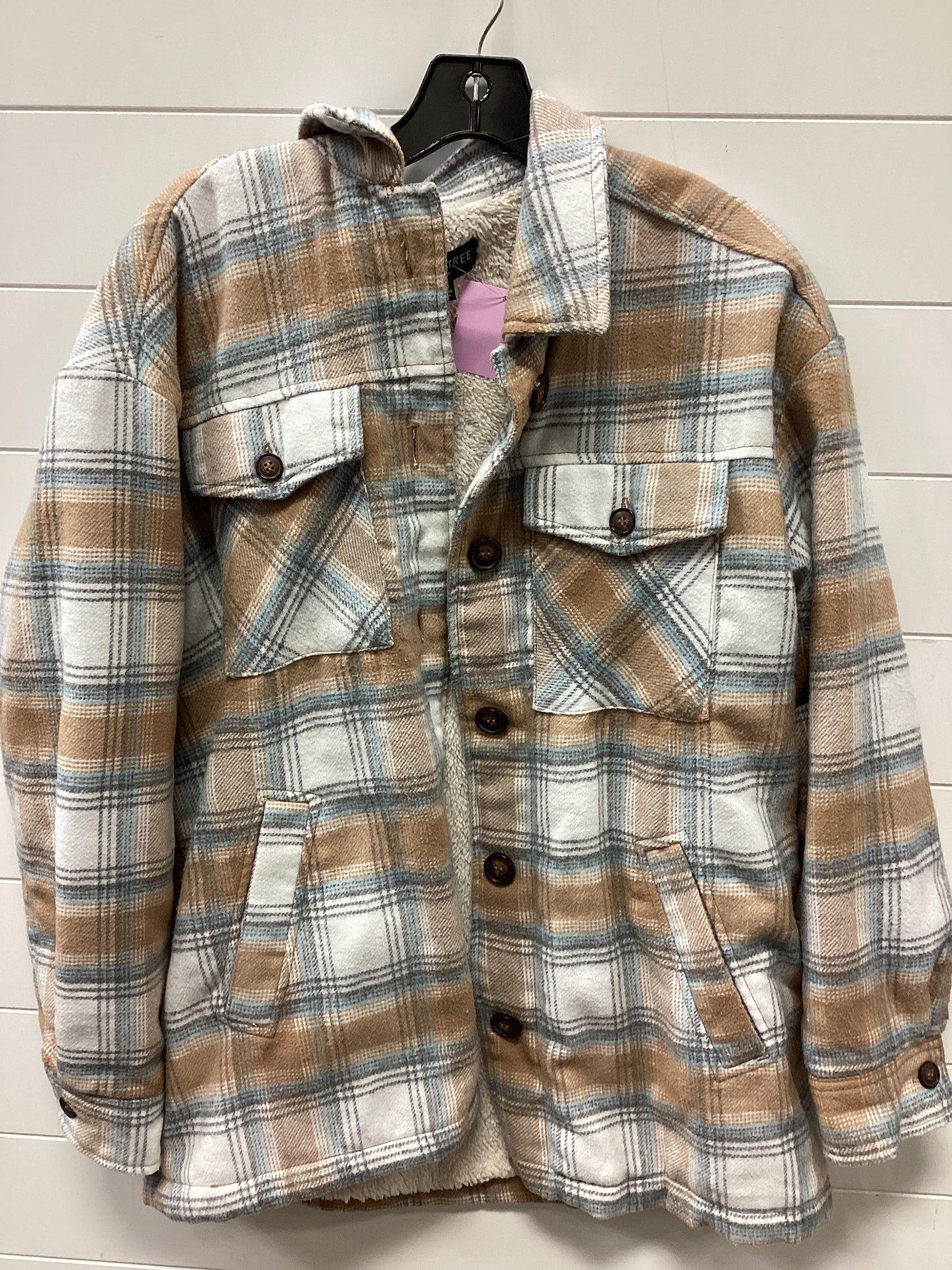 Jacket Fleece By Love Tree In Plaid Pattern, Size:L