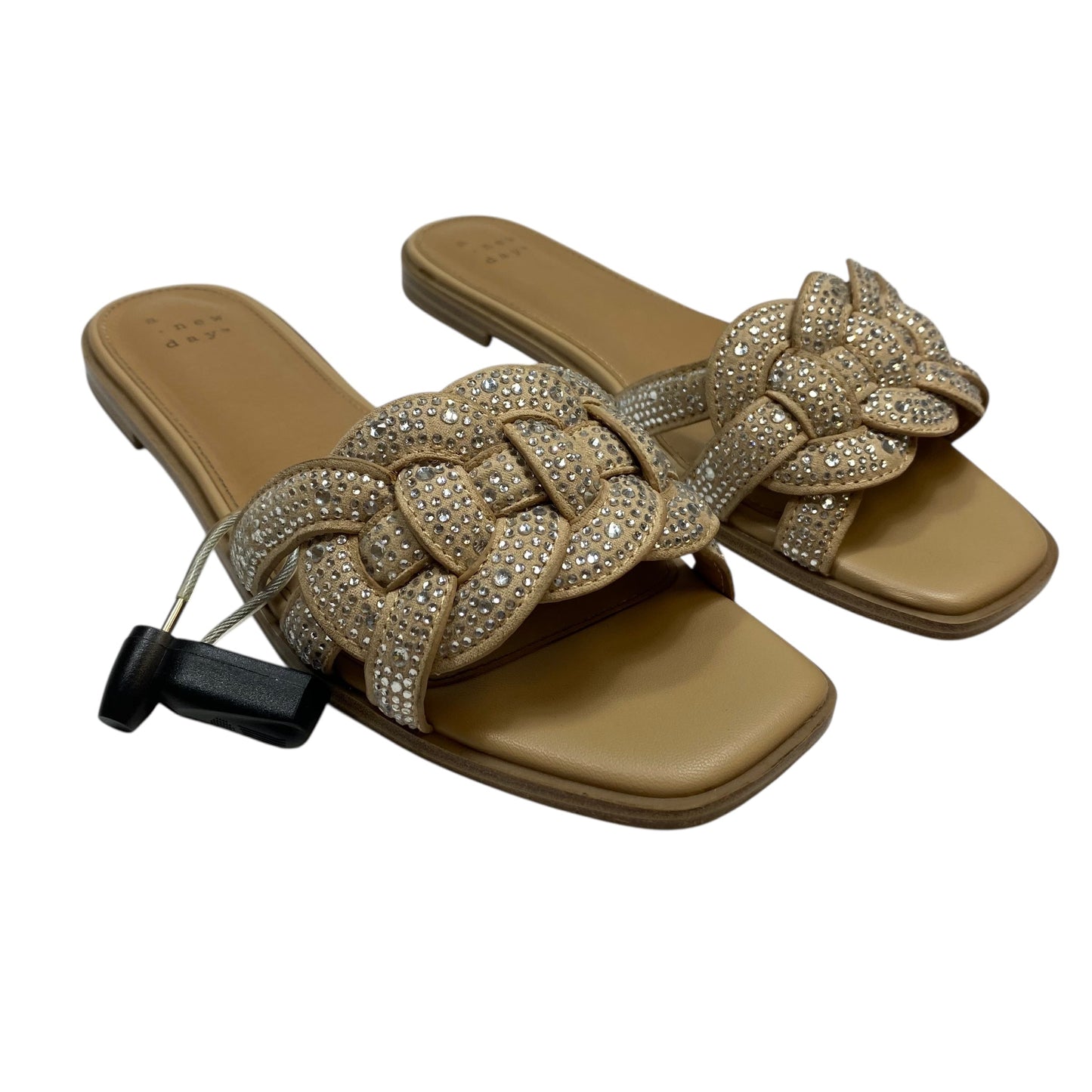 Sandals Flats By A New Day In Silver & Tan, Size:7