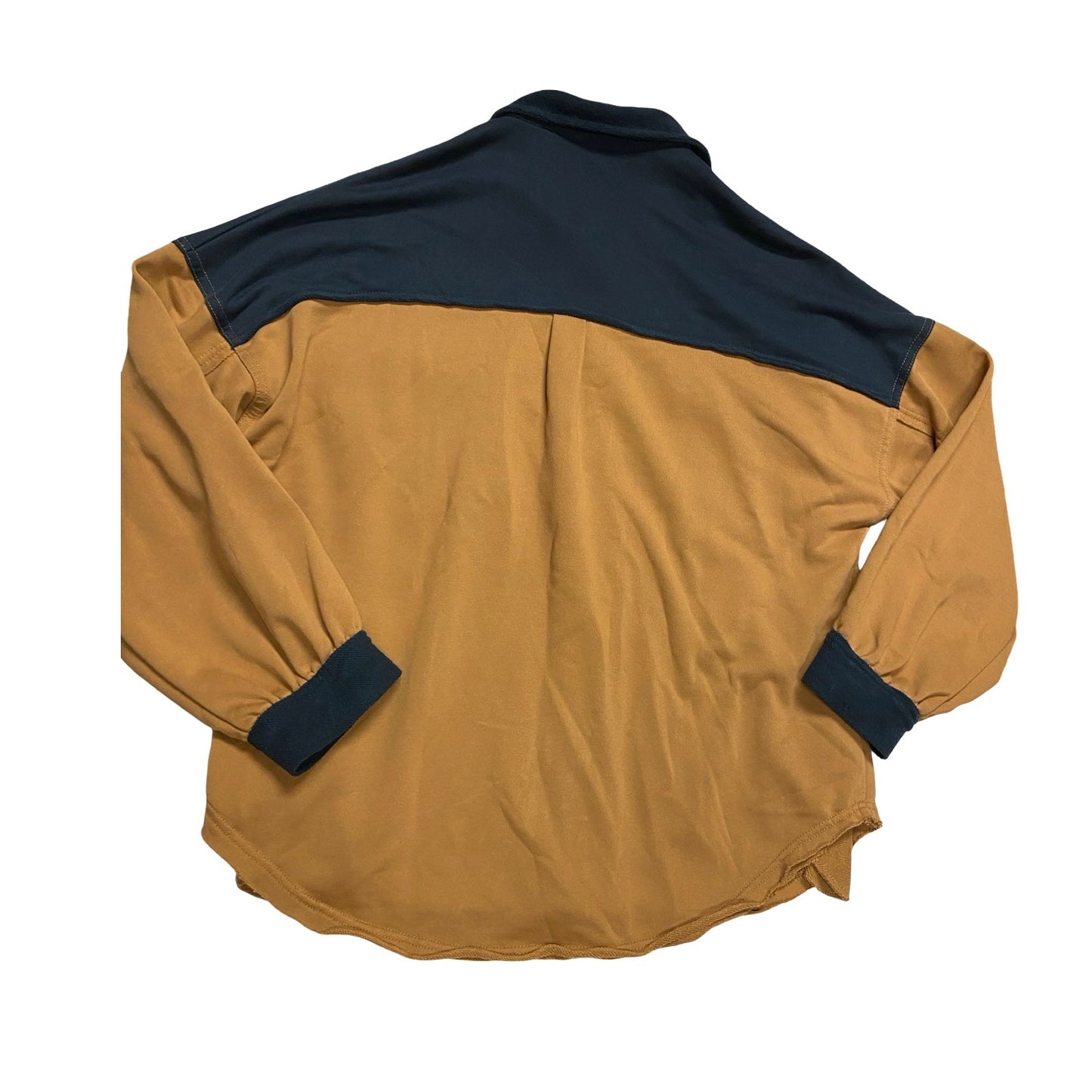 Jacket Shirt By Pol In Blue & Tan, Size:S