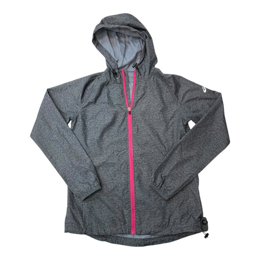 Athletic Jacket By Asics In Grey & Pink, Size:M