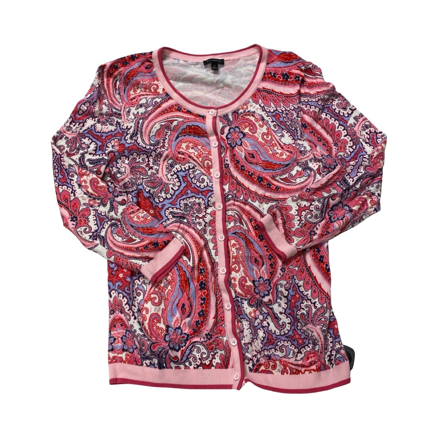 Sweater Cardigan By Talbots In Blue & Pink, Size:S