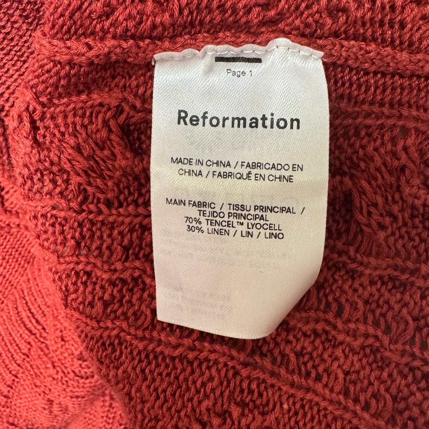 Janina Novelty Sweater Tank By Reformation In Red, Size: M