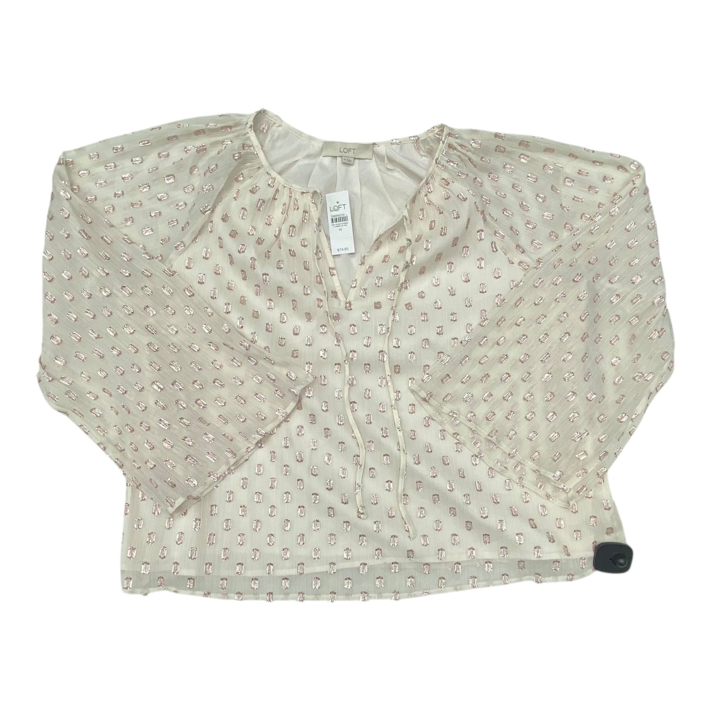 Top Ls By Loft In Cream & Pink, Size:M