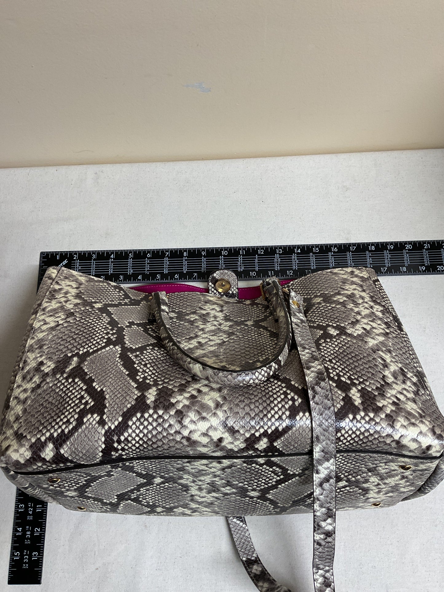 Handbag Leather By Cmb In Snakeskin Print, Size:Large