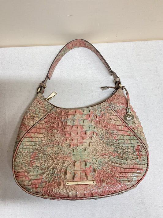 Handbag Designer By Brahmin In Green & Pink, Size:Large