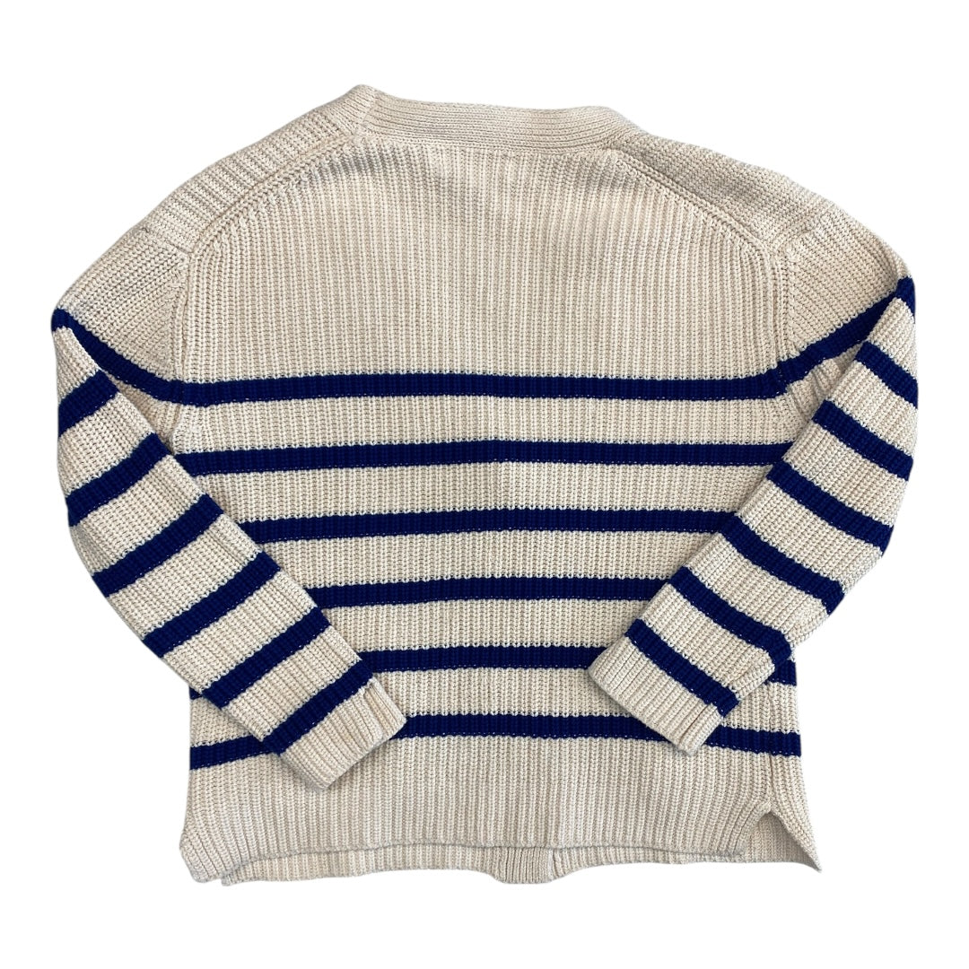 Sweater Cardigan By John + Jenn In Blue & Cream, Size:Sp