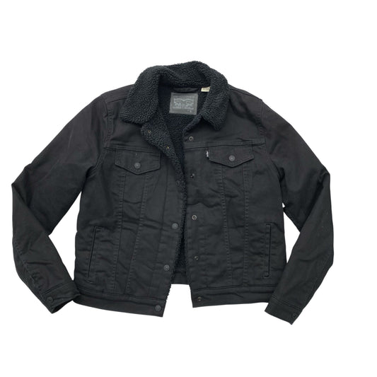 Jacket Denim By Levis In Black Denim, Size:L