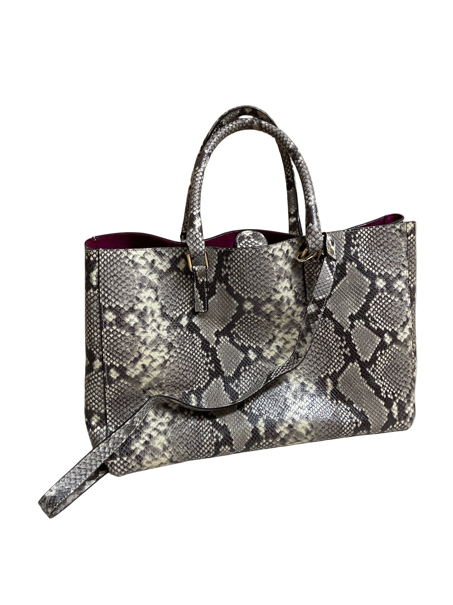Handbag Leather By Cmb In Snakeskin Print, Size:Large