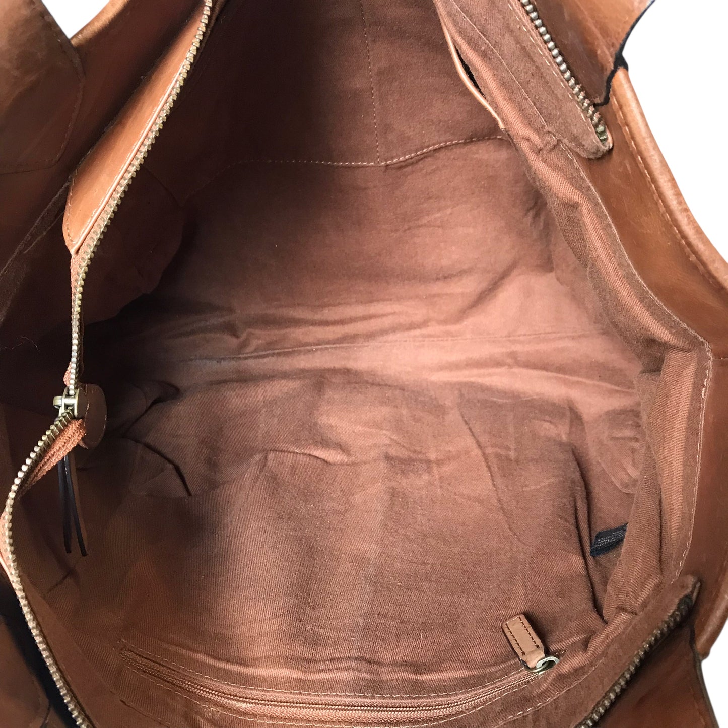 Tote Leather In Brown, Size:Large
