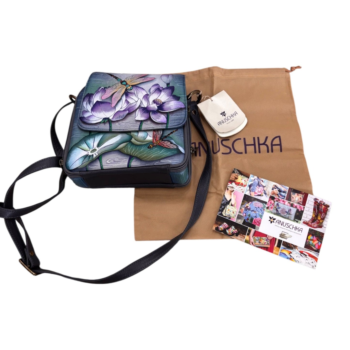 Crossbody Leather By Anuschka In Multi, Size:Small