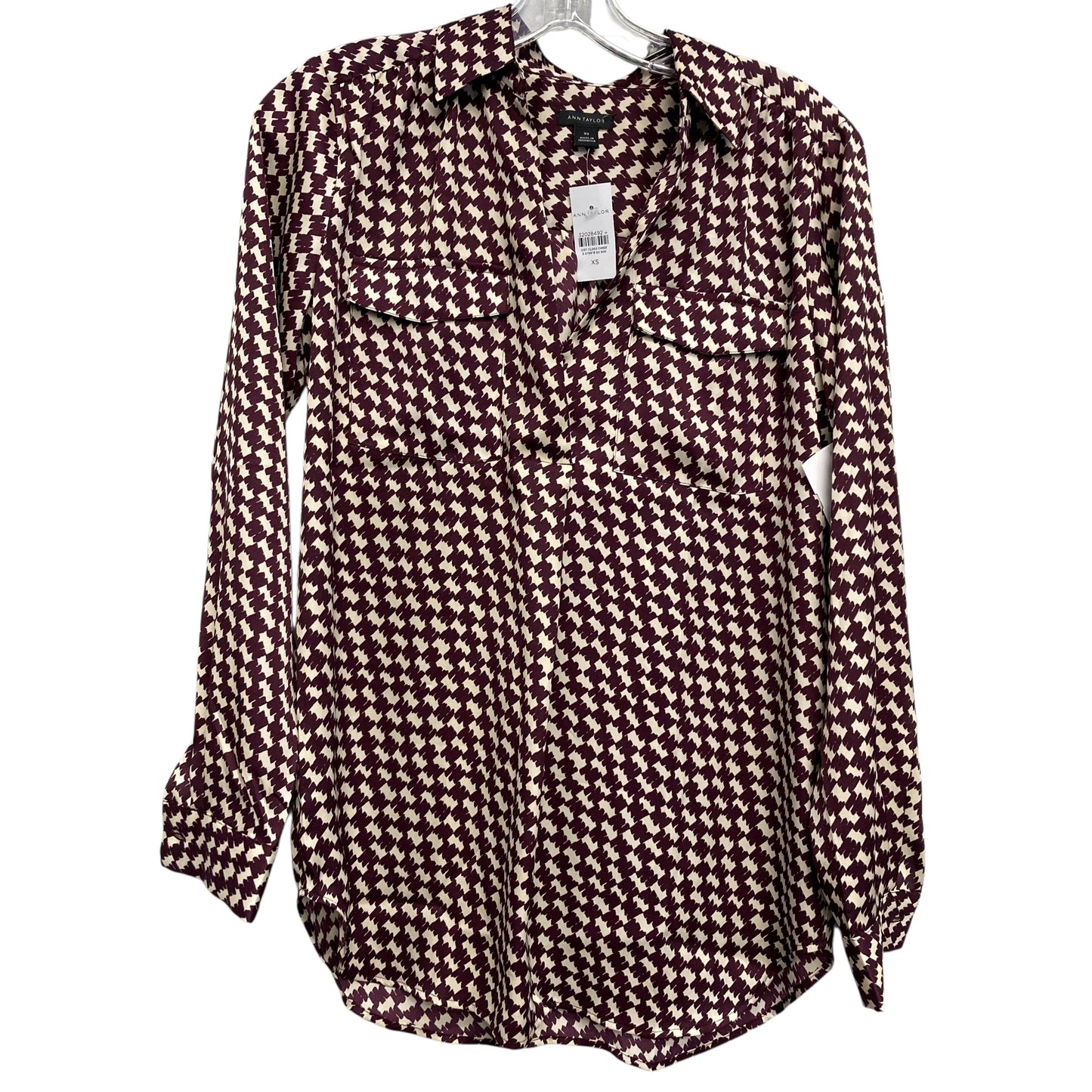 Top Ls By Ann Taylor In Dark Red & Tan, Size:Xs