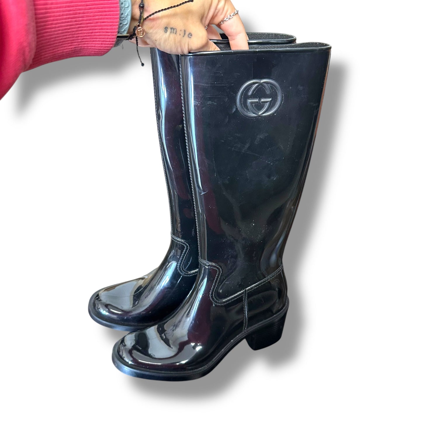 Boots Luxury Designer By Gucci In Black sz 36