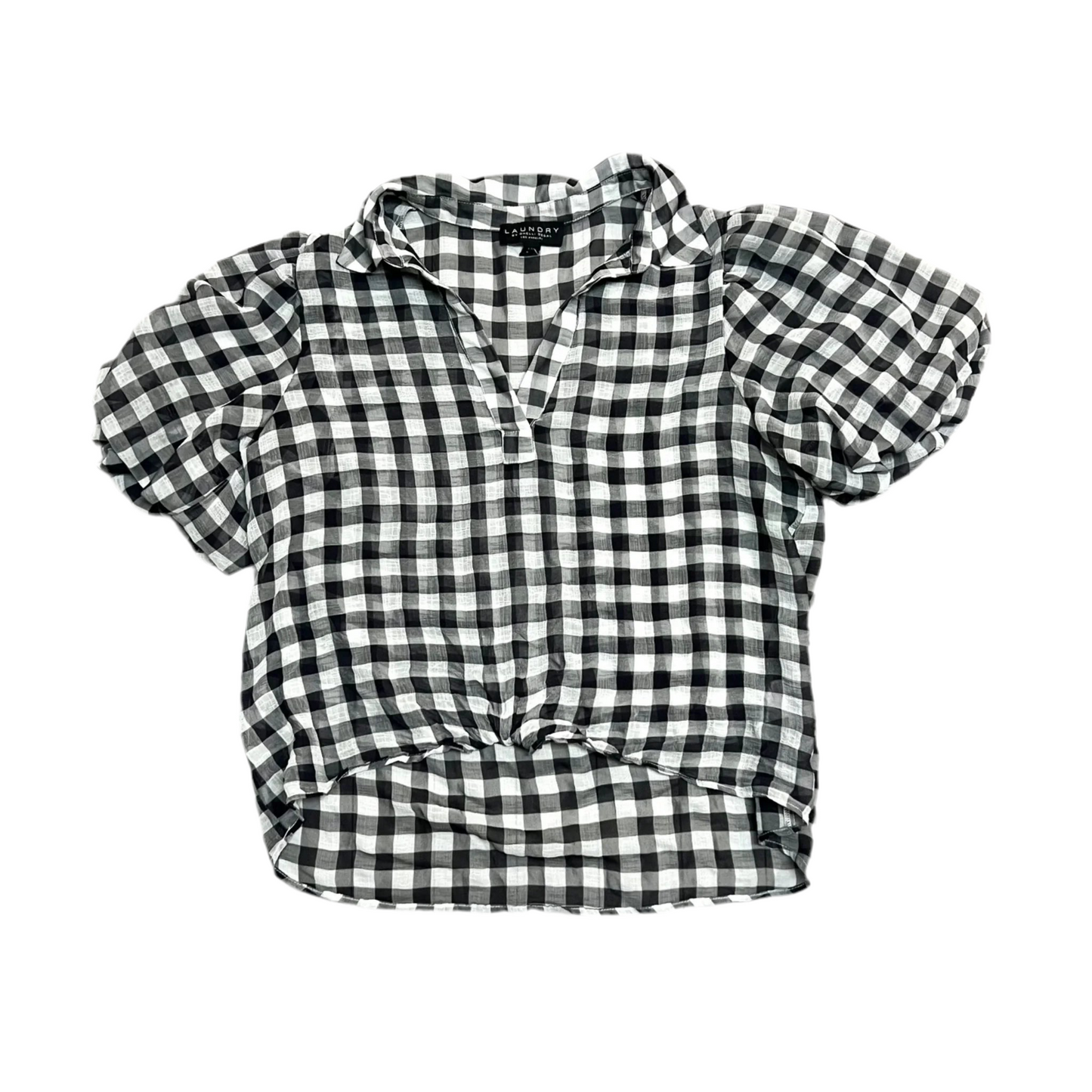 Top Short Sleeve By Laundry In Plaid Pattern, Size: L