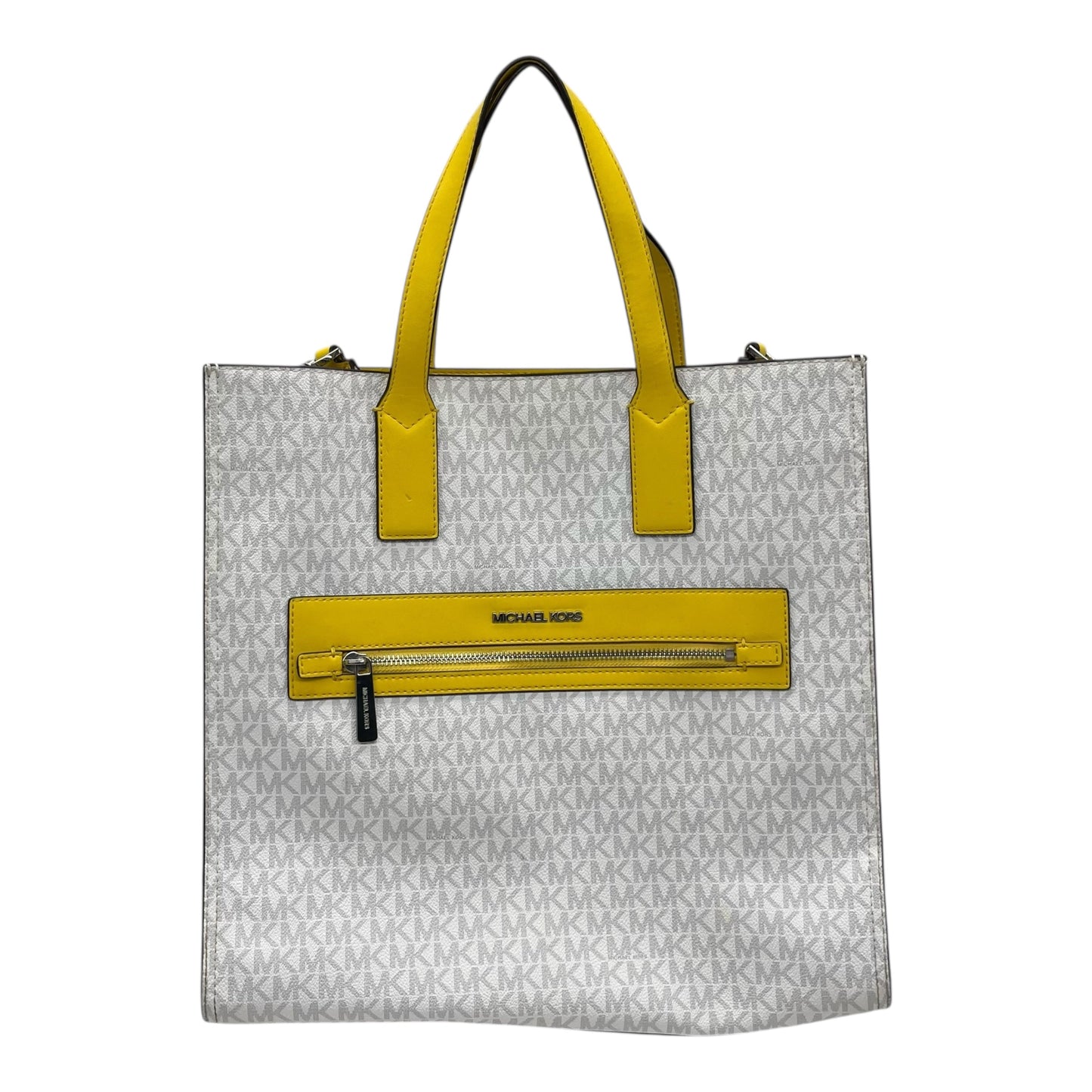 Handbag Designer By Michael Kors In White & Yellow, Size:Large
