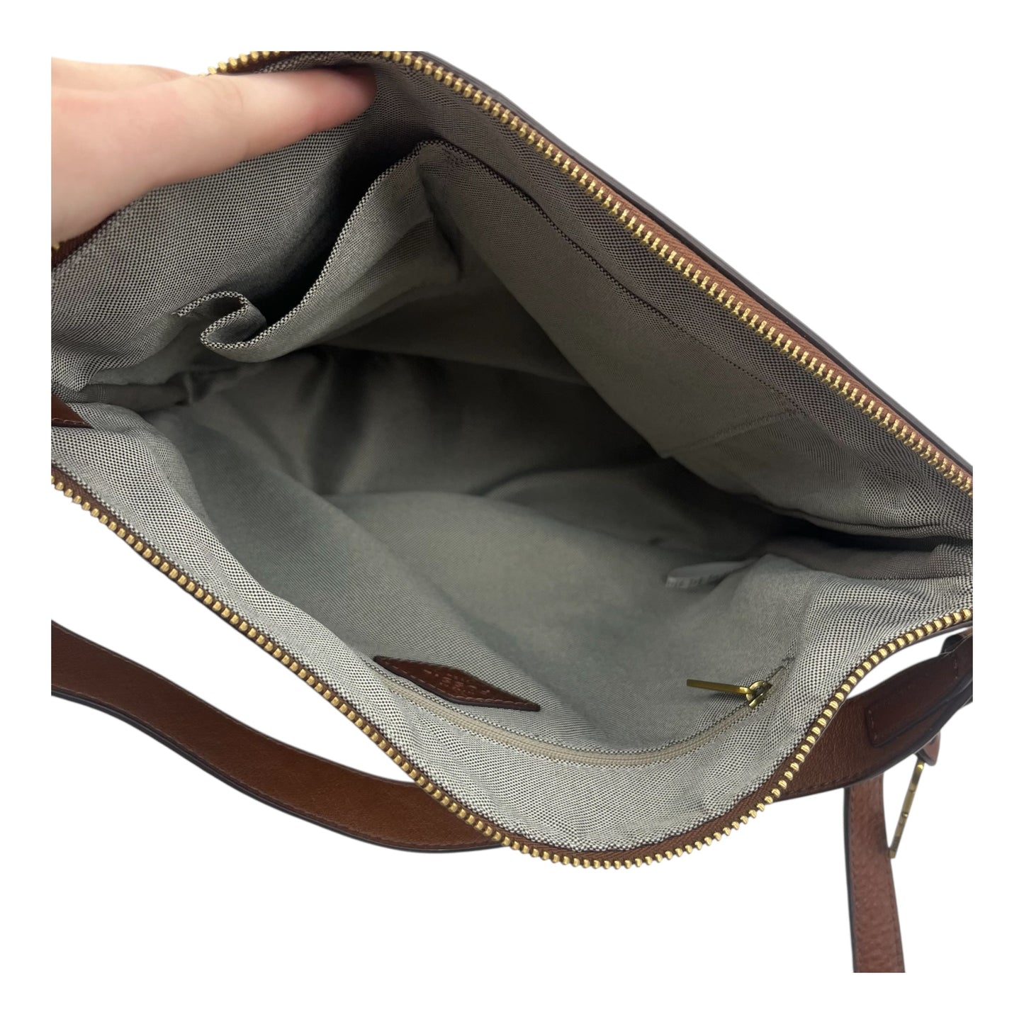 Handbag Leather By Fossil In Brown, Size:Medium